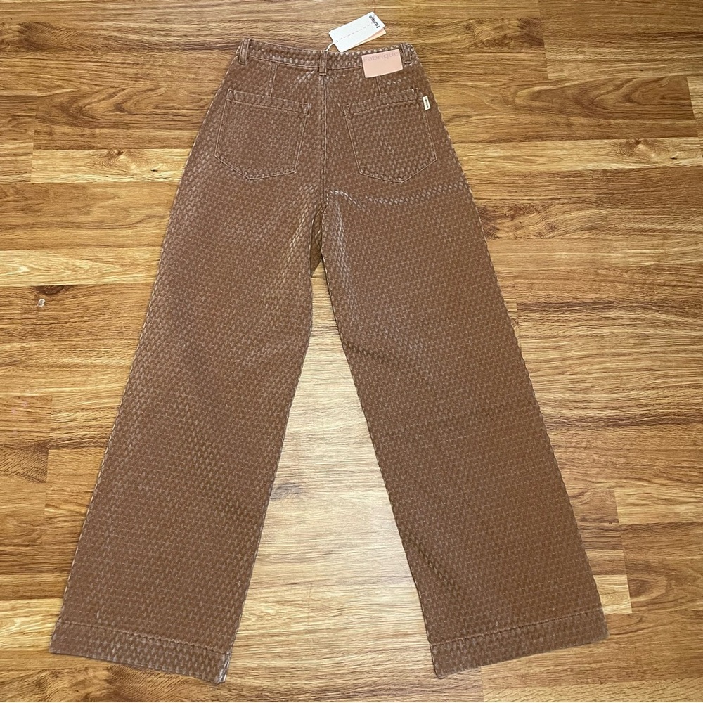 Fabrique Hilda Geometric Texture Baggy Jeans Faded Jacquard Denim - Picture 7 of 8